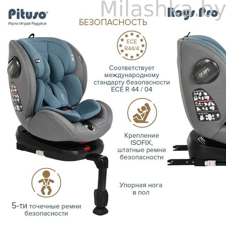 Автокресло Pituso Roys Pro Isofix (0-36 кг) серый/темно-синий