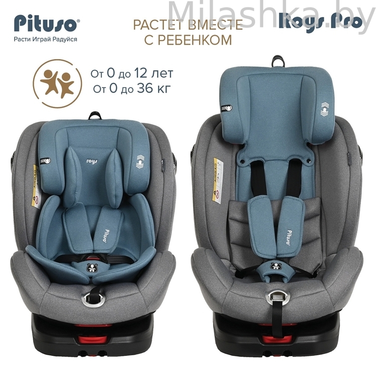 Автокресло Pituso Roys Pro Isofix (0-36 кг) серый/темно-синий