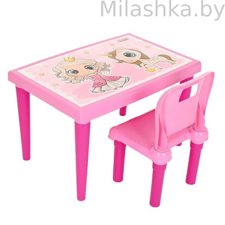 PILSAN Набор Столик+1 стульчик Pink/Розовый 03516