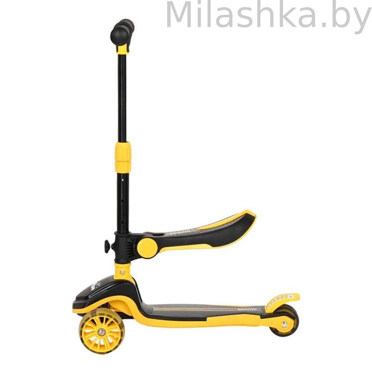 Самокат трехколесный складной PITUSO HD-S008 2 в 1, Yellow/Желтый
