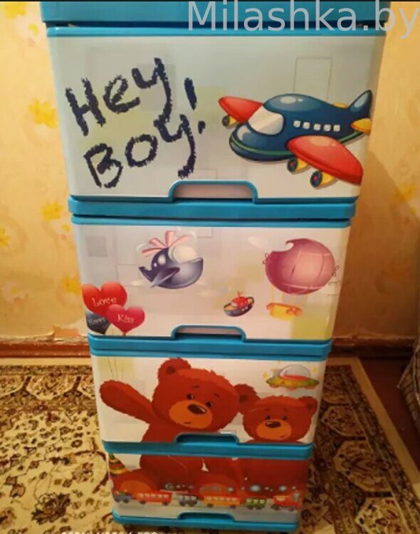 Комод детский пластиковый Dunya Дуня с рисунком HEY BOY  040316