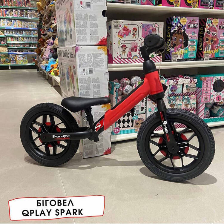 Беговел светящийся Qplay Spark Balance Bike красный