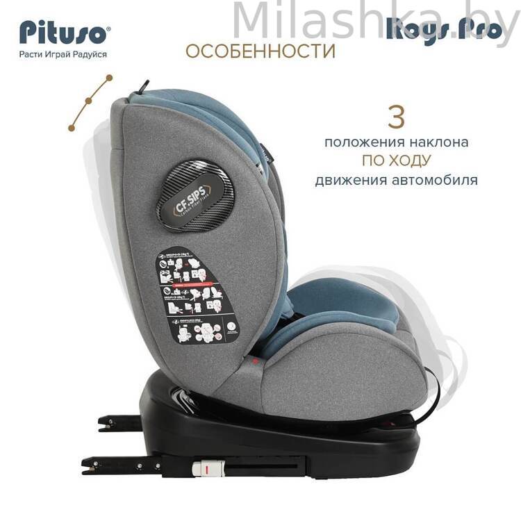 Автокресло Pituso Roys Pro Isofix (0-36 кг) серый/темно-синий