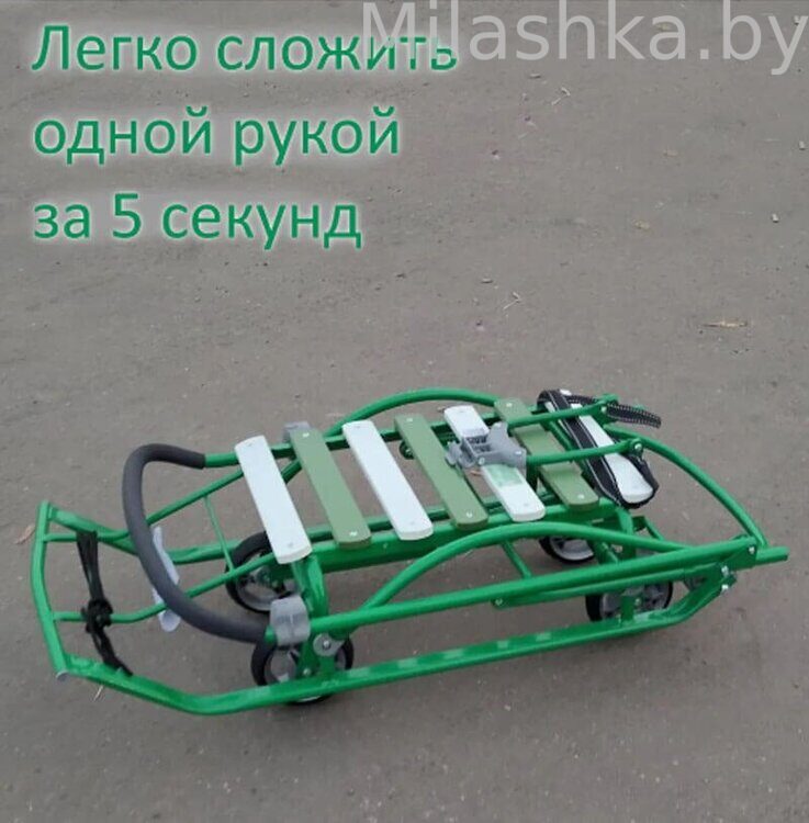 Санки детские NIKKI 3 складные с выдвижными колесами N3/З2 (цвет зеленый)