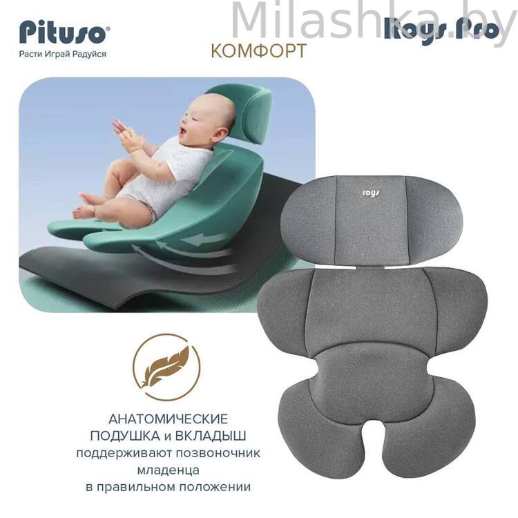 Автокресло Pituso Roys Pro IsoFix (0-36 кг) серый/черный вкладыш