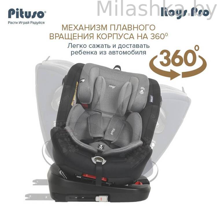 Автокресло Pituso Roys Pro IsoFix (0-36 кг) черный/серый