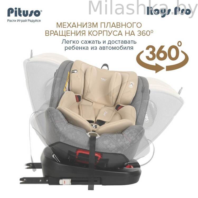 Автокресло Pituso Roys Pro Isofix (0-36 кг) серый/бежевый