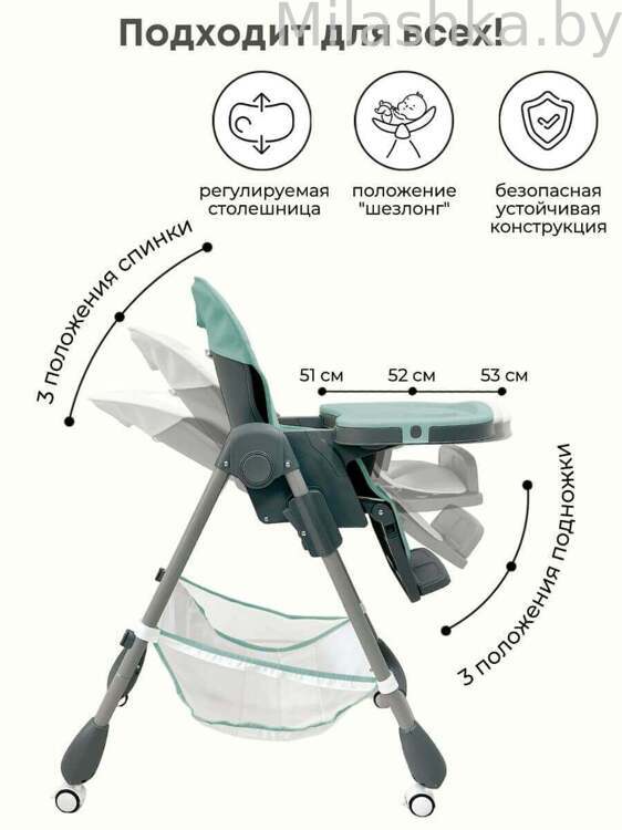 Стульчик для кормления Bubago Amelia Зеленый BG 103-3