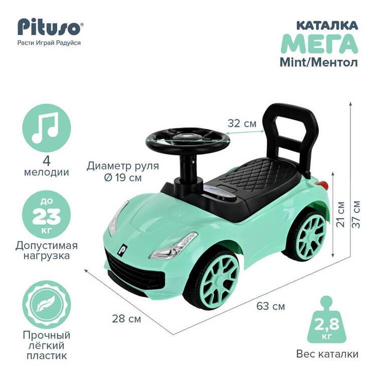 PITUSO Каталка Meга 63*28*37 см Mint/Ментол 2190003