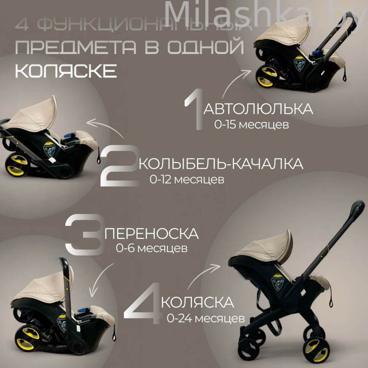 Коляска детская прогулочная 4в1 BubaGo Mirco BG 153-3 Бежевый