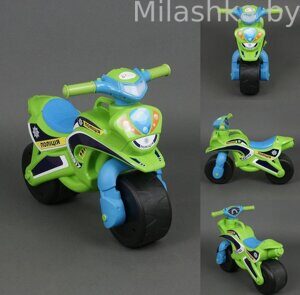 Беговел мотоцикл для детей Doloni Мотобайк Полиция салатовый-голубой 0139