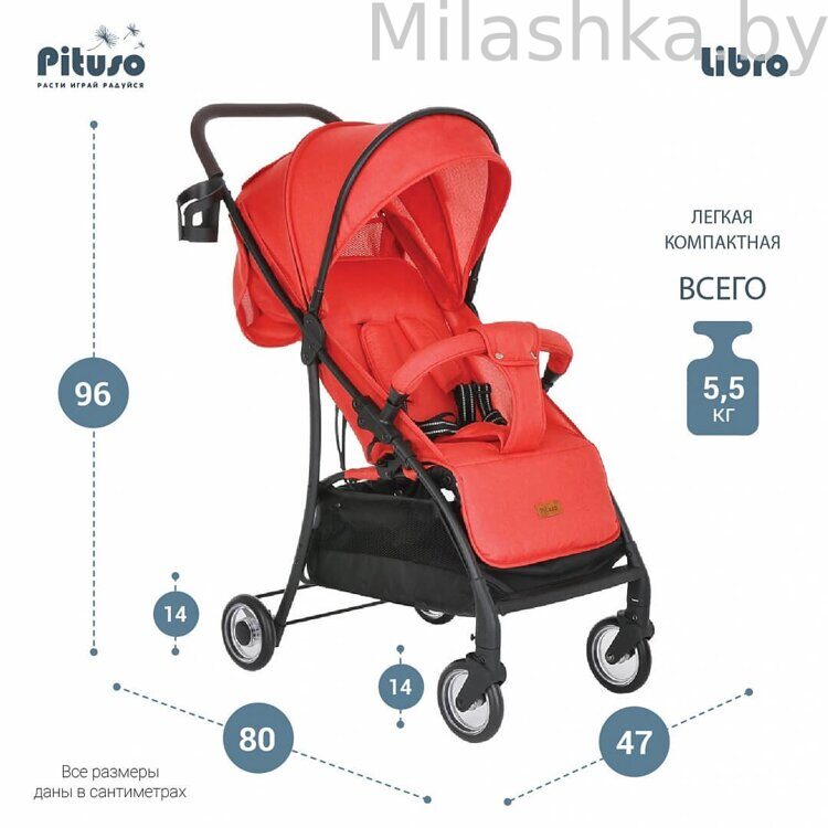 Коляска прогулочная детская PITUSO LIBRO Red /Красный Х1
