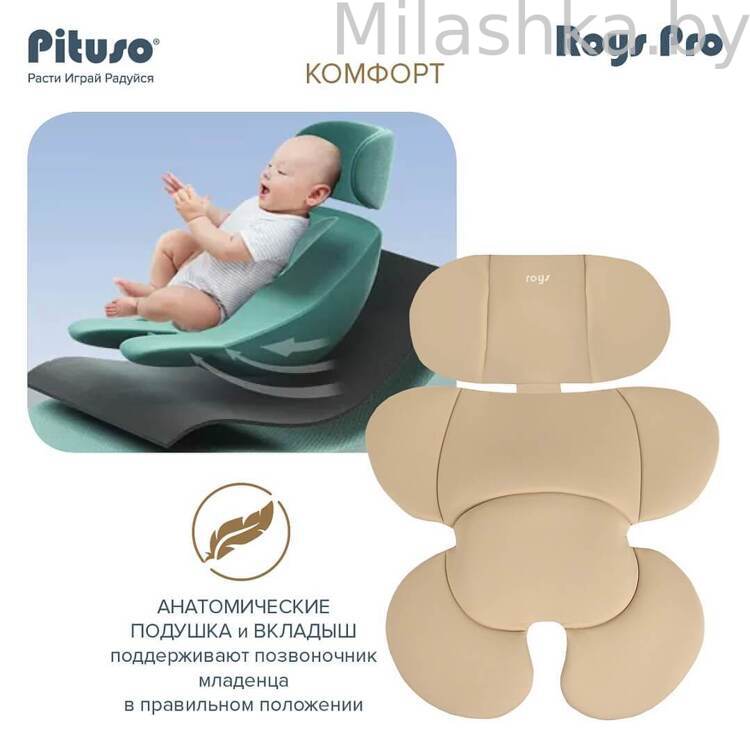 Автокресло Pituso Roys Pro Isofix (0-36 кг) серый/бежевый