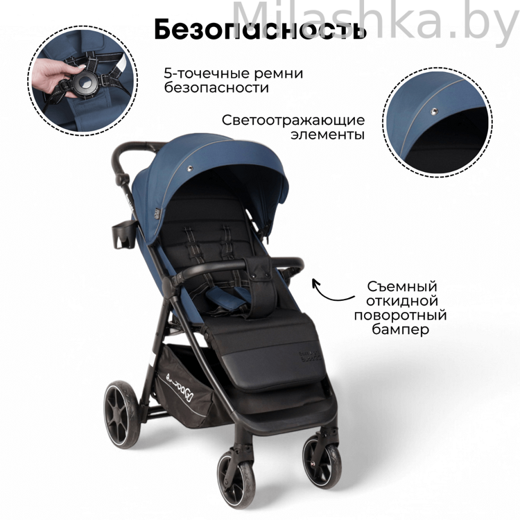 Коляска детская прогулочная BubaGo MODEL BASS Light 2025 синий BG 137-1