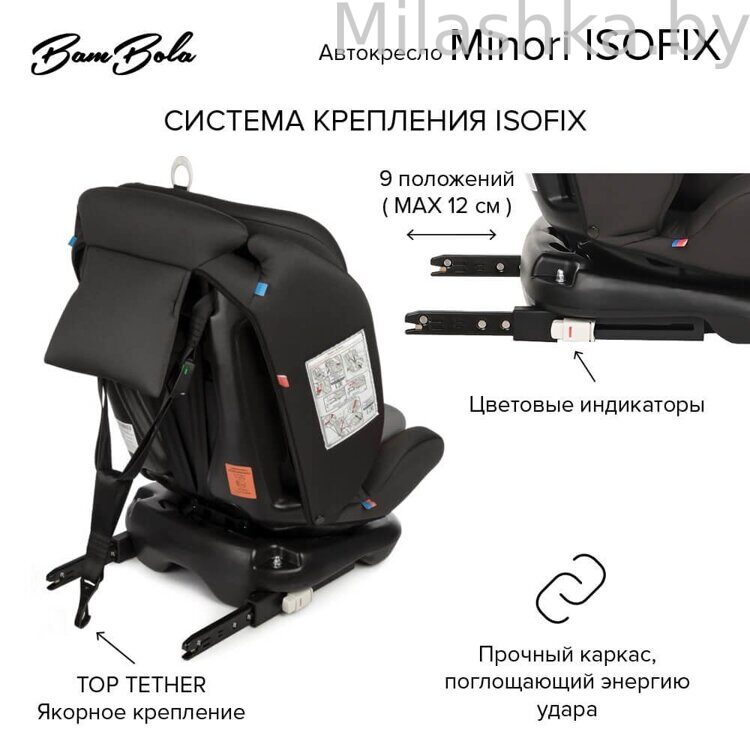 Автокресло Bambola Minori 0-36 кг ISOFIX Светло/Серый KRES3561