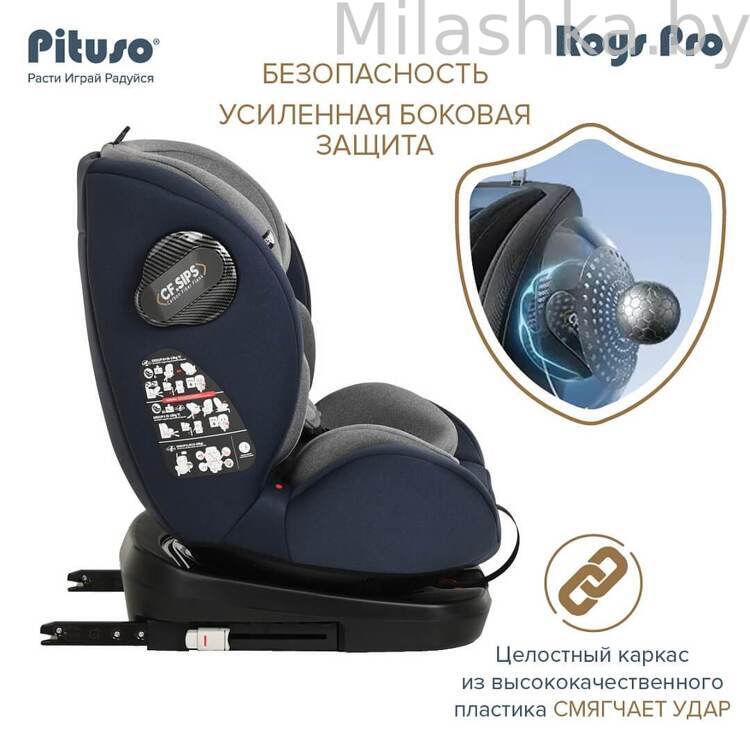 Автокресло Pituso Roys Pro IsoFix (0-36 кг) джинс/серый