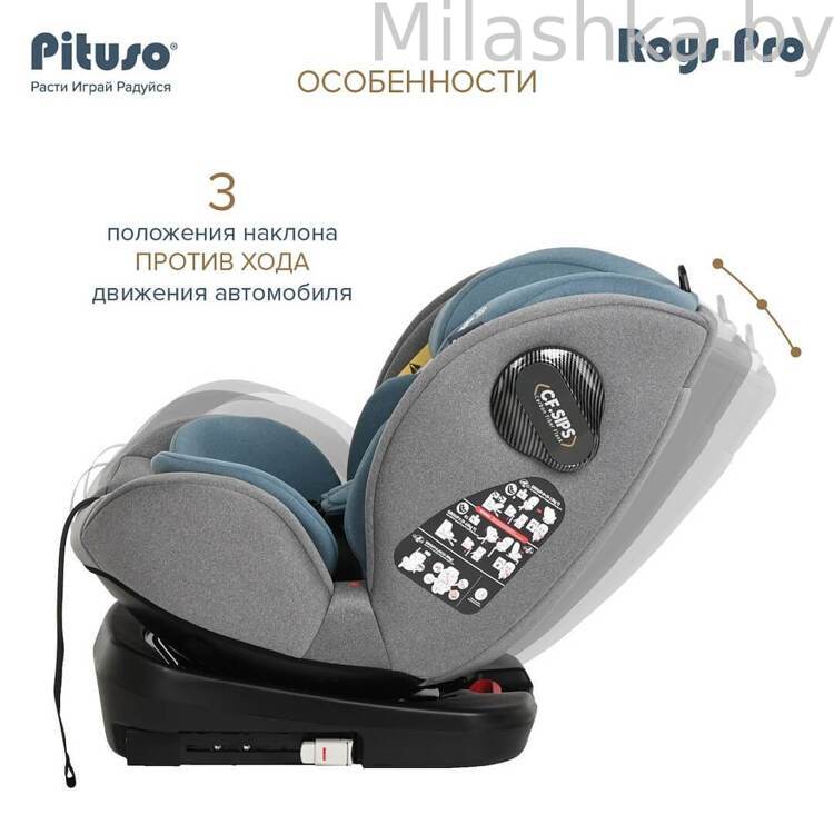 Автокресло Pituso Roys Pro Isofix (0-36 кг) серый/темно-синий