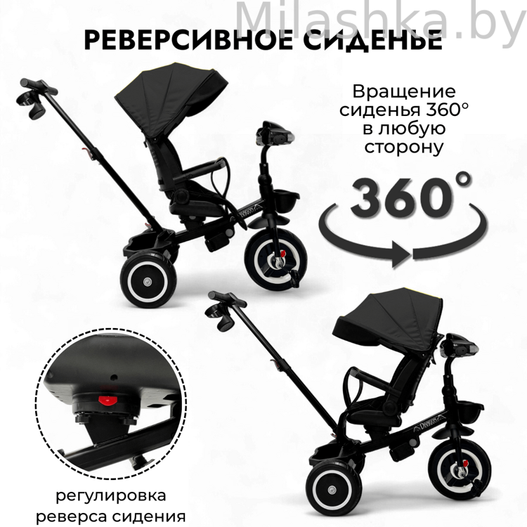 Трехколесный велосипед с ручкой 6в1 BubaGo Dragon Черный