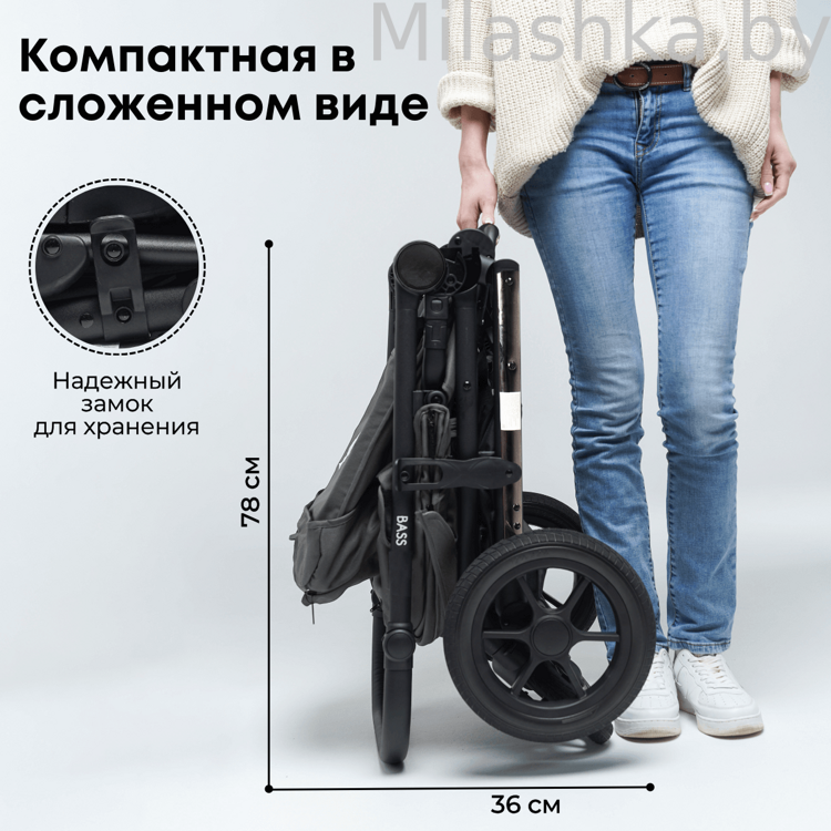 Коляска детская прогулочная BubaGo MODEL BASS Chrome серый