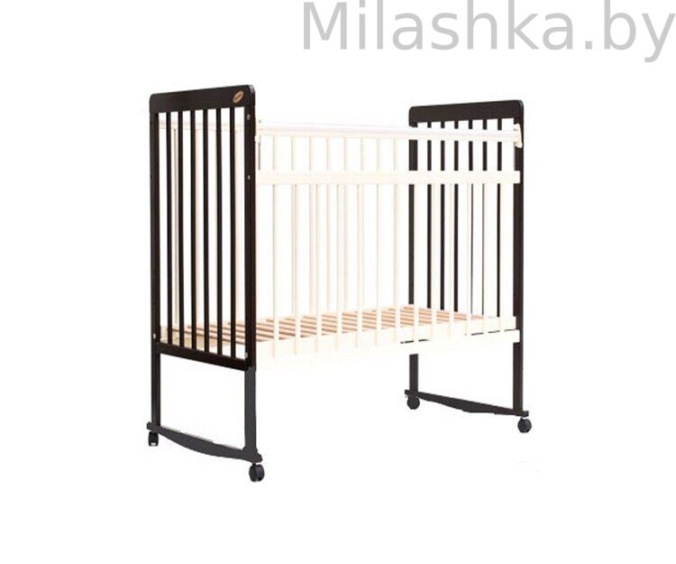 Кроватка Bambini Евро Стиль арт. 03 (темный орех+слоновая кость) колесо-качалка Бамбини