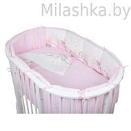 Комплект в кроватку для овальной кроватки PITUSO без балдахина 6 пр. Мишки Розовый