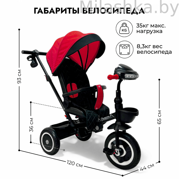 Трехколесный велосипед с ручкой 6в1 BubaGo Dragon Красный