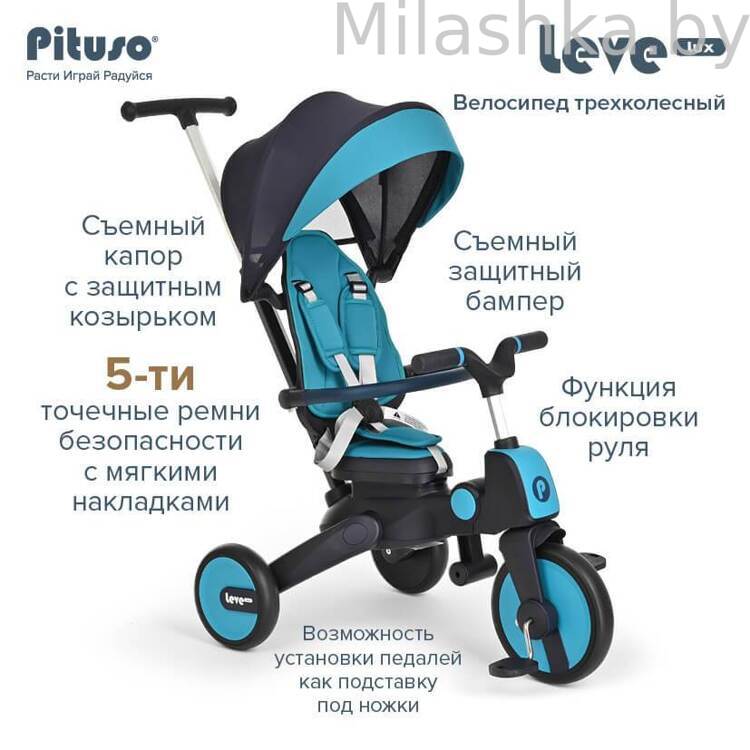 Велосипед трехколесный PITUSO Leve Lux, складной Синий S03-2-Ice