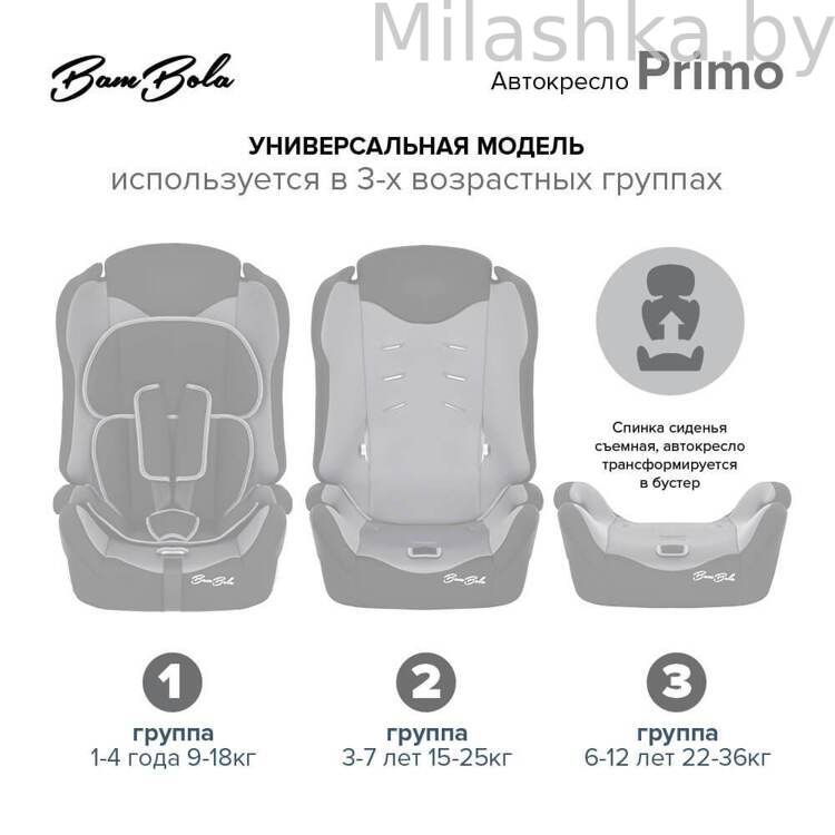 Автокресло Bambola Primo 9-36 кг Серебро KRES4113