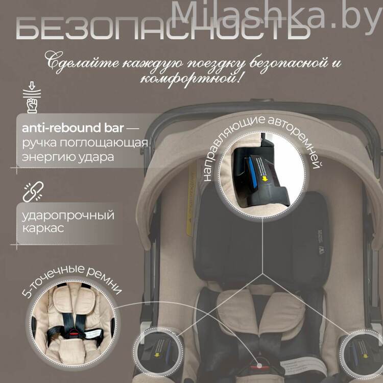 Коляска детская прогулочная 4в1 BubaGo Mirco BG 153-3 Бежевый