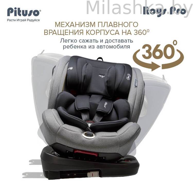 Автокресло Pituso Roys Pro IsoFix (0-36 кг) серый/черный вкладыш