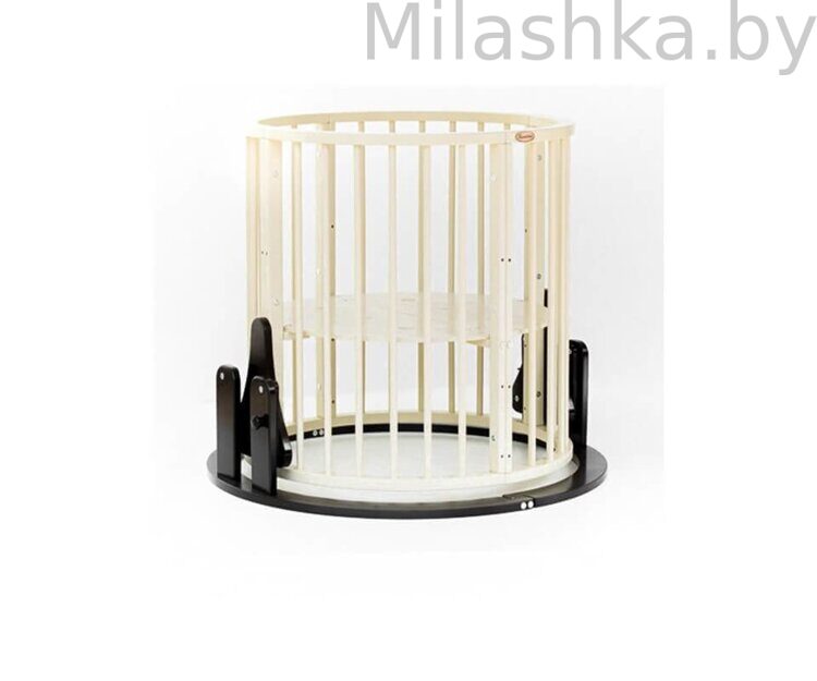 Детская кровать Bambini (Бамбини) круглая-овальная трансформер 7в1 колеса-маятник Слоновая кость
