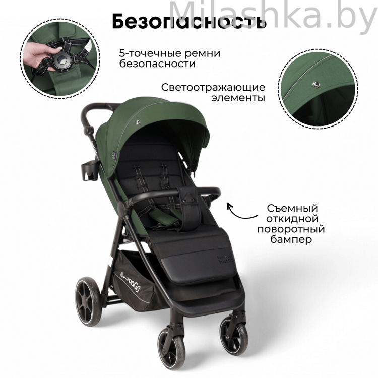 Коляска детская прогулочная BubaGo MODEL BASS Light 2025 зеленый BG 137-2