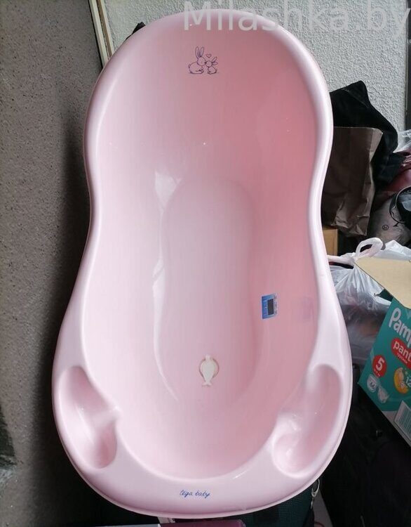 Детская ванночка Тега (Tega) 102 cм Кролики (Bunnies) со сливом Розовый