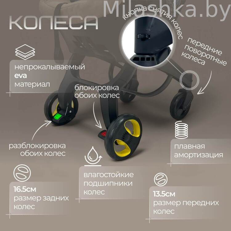 Коляска детская прогулочная 4в1 BubaGo Mirco BG 153-3 Бежевый
