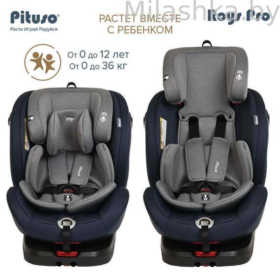 Автокресло Pituso Roys Pro IsoFix (0-36 кг) джинс/серый