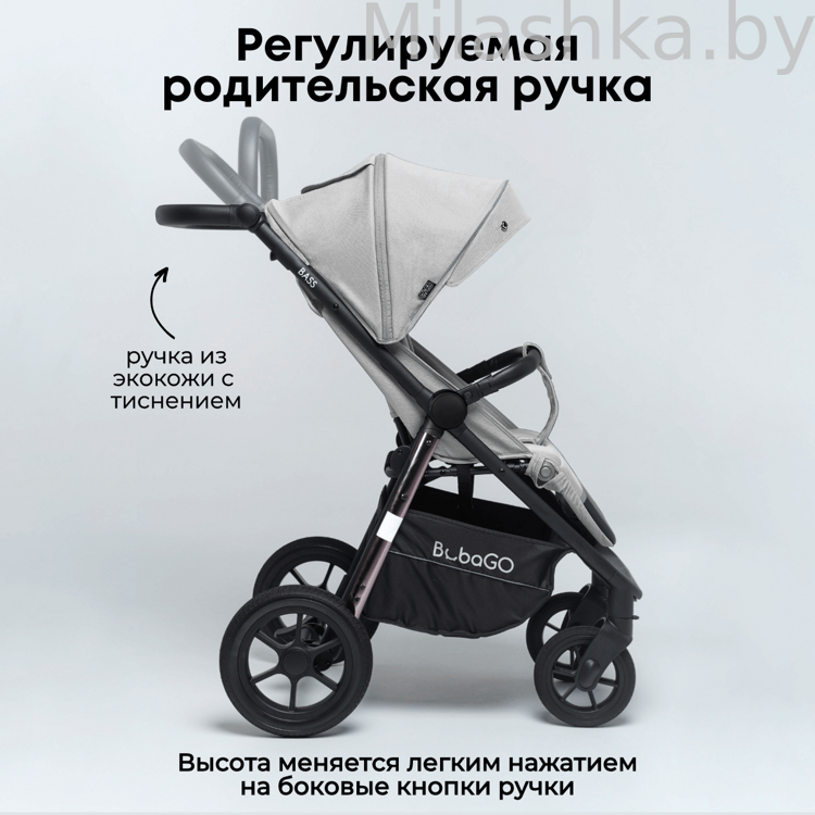 Коляска детская прогулочная BubaGo MODEL BASS Chrome светло-серый