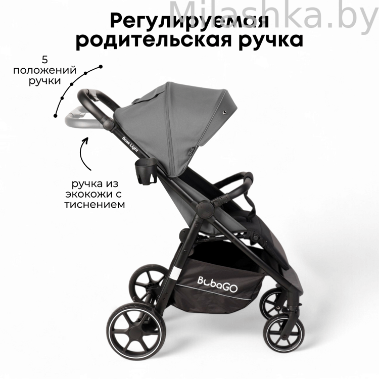 Коляска детская прогулочная BubaGo MODEL BASS Light 2025 серый BG 137-3