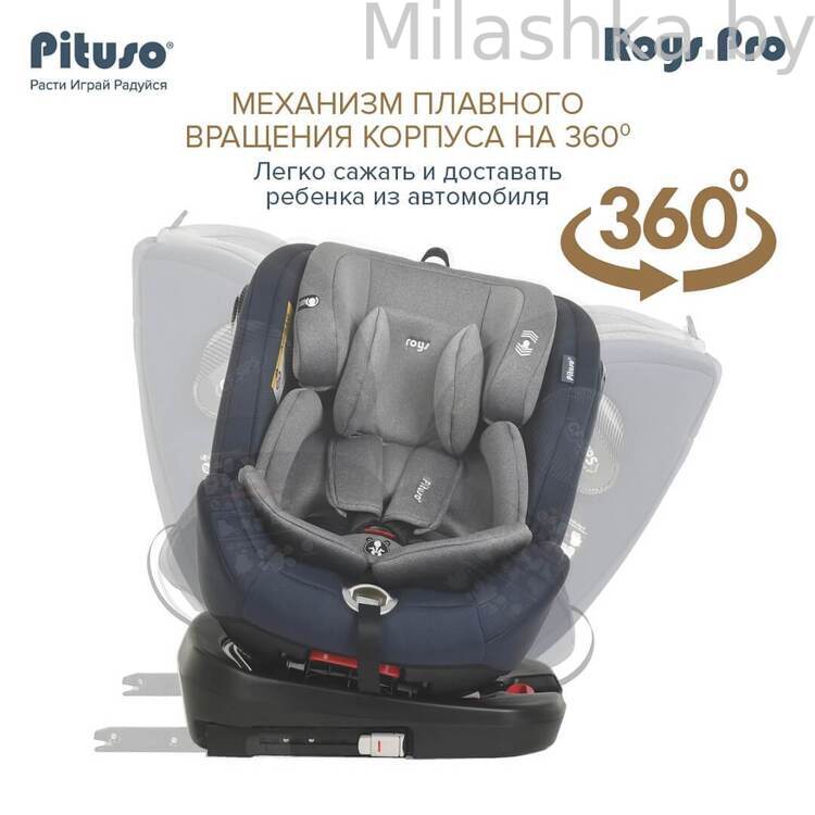 Автокресло Pituso Roys Pro IsoFix (0-36 кг) джинс/серый