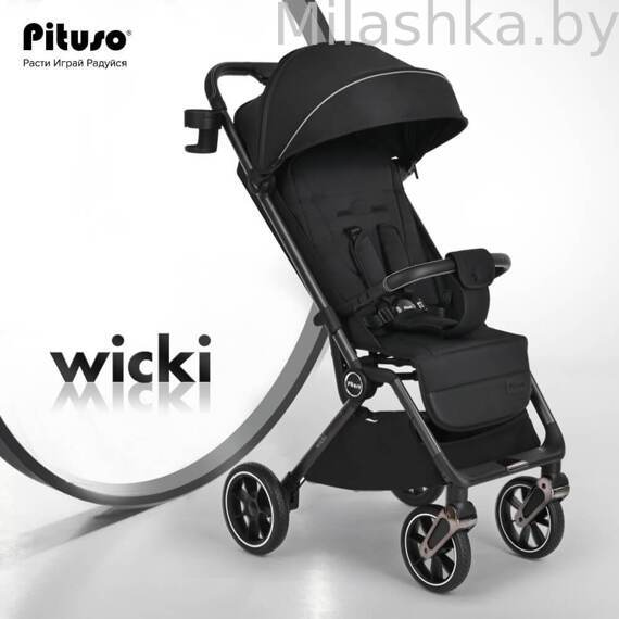 PITUSO коляска детская WICKI PU прогулочная Black/Черный ABF2022