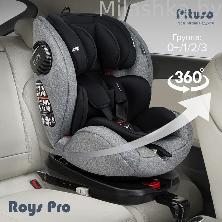 Автокресло Pituso Roys Pro IsoFix (0-36 кг) серый/черный вкладыш