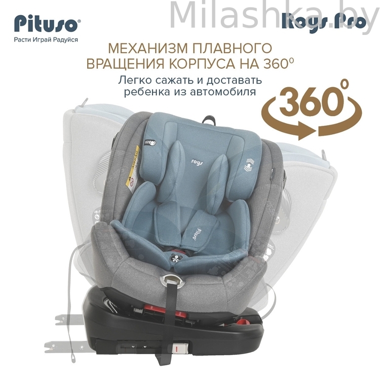 Автокресло Pituso Roys Pro Isofix (0-36 кг) серый/темно-синий