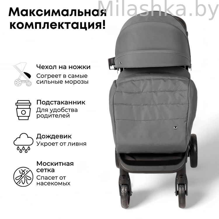 Коляска детская прогулочная BubaGo MODEL BASS Light 2025 серый BG 137-3