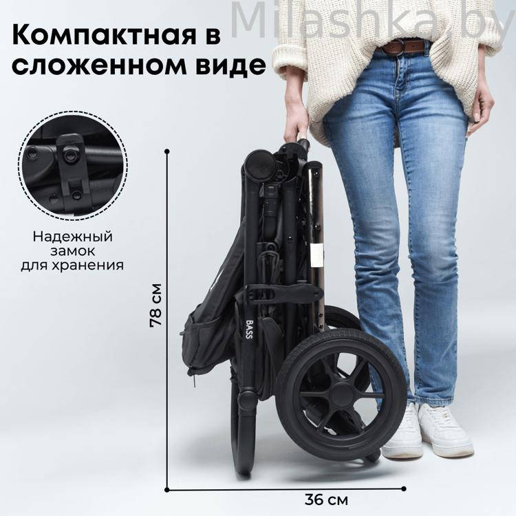 Коляска детская прогулочная BubaGo MODEL BASS Chrome темно-серый