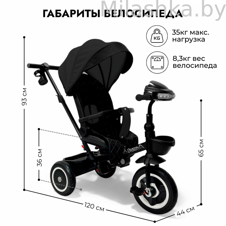 Трехколесный велосипед с ручкой 6в1 BubaGo Dragon Черный