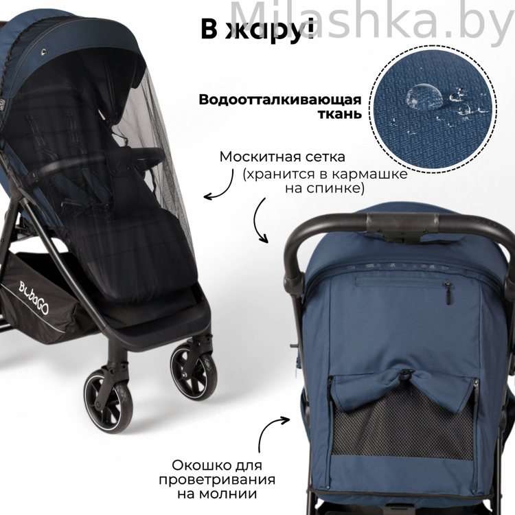 Коляска детская прогулочная BubaGo MODEL BASS Light 2025 синий BG 137-1