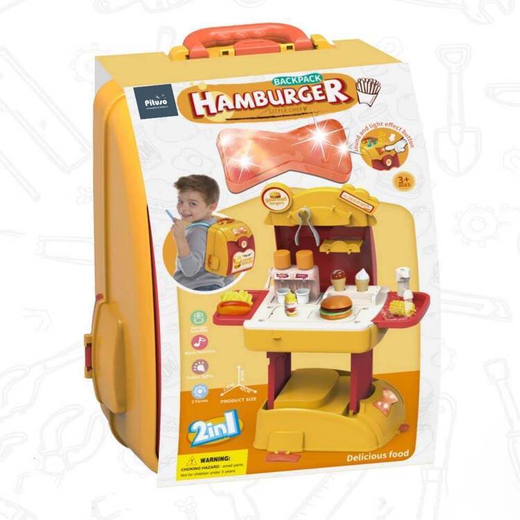 PITUSO Игровой набор Кухня Шефбургер в рюкзаке